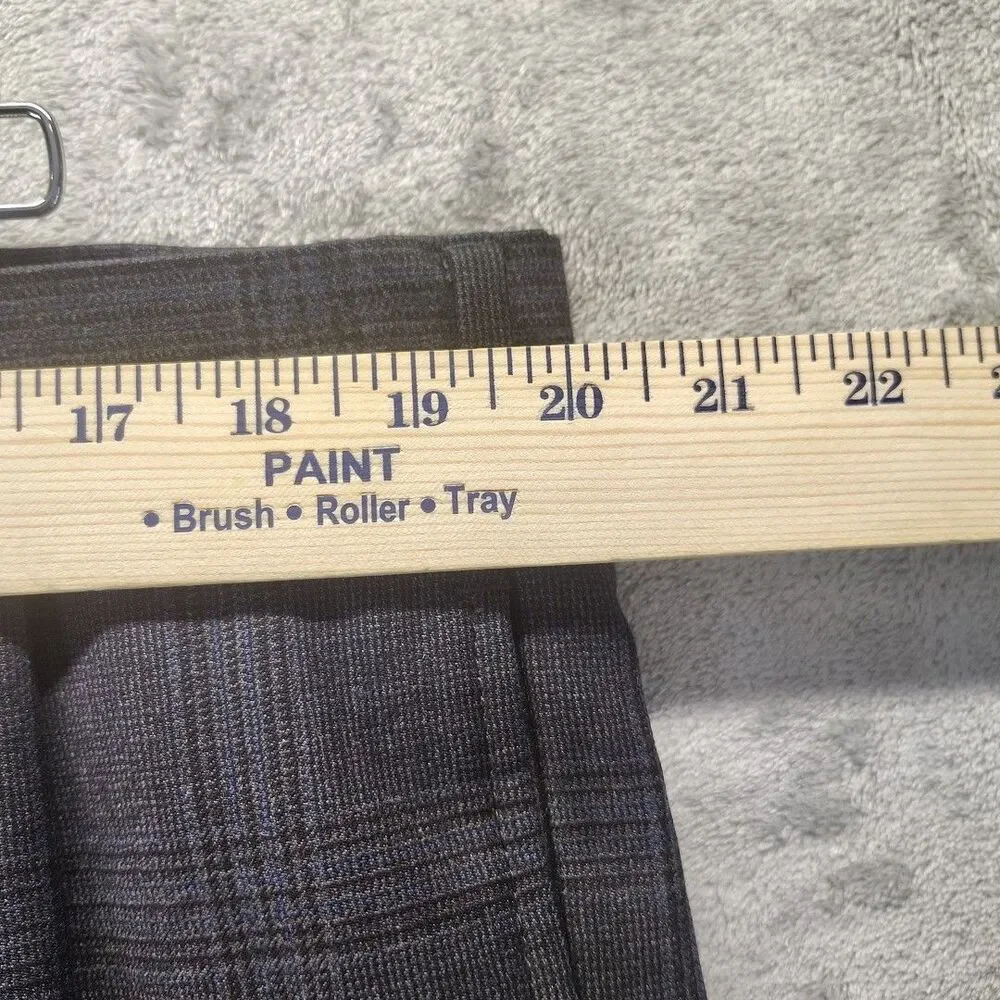 Jos A Bank Mens 40x32 Gray Blue Plaid Signature Wool Pleated Cuffed Dress Pants